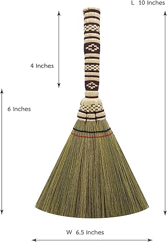 Miniatura 3 de Escoba pequeña con cepillo de maíz de 11 pulgadas, con marco, para interiores, resistente, multisuperficie, duro y suave, suministros de