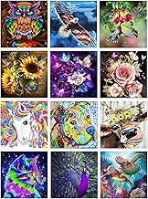 12 Pack Diamond Painting Kits for Adults,Diamond Art Birds Animals HD Canvas DIY 5D Full Drill Round Crystal Rhinestone Gem Arts Dots Diamonds Craft Paint for New Home Wall Decor - 12x12inch X12PCS