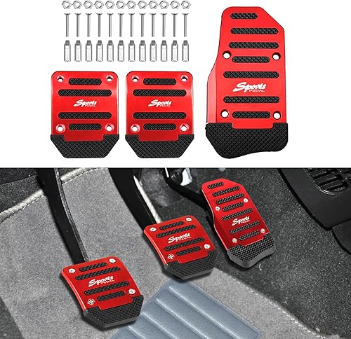 Zufoty 3 almohadillas antideslizantes para pedal de aleación de aluminio para automóvil, cubierta de pastillas de freno de transmisión manual de