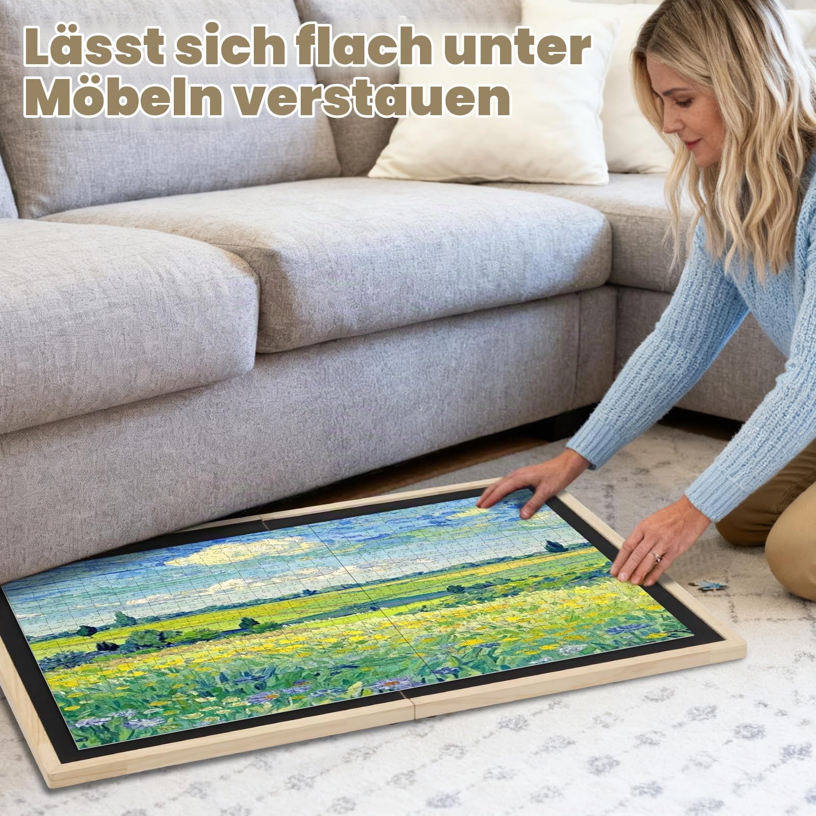 Wdmiya 1500 Stück Faltbarer Drehbarer Puzzlebrett mit 4 Sortierfächern
