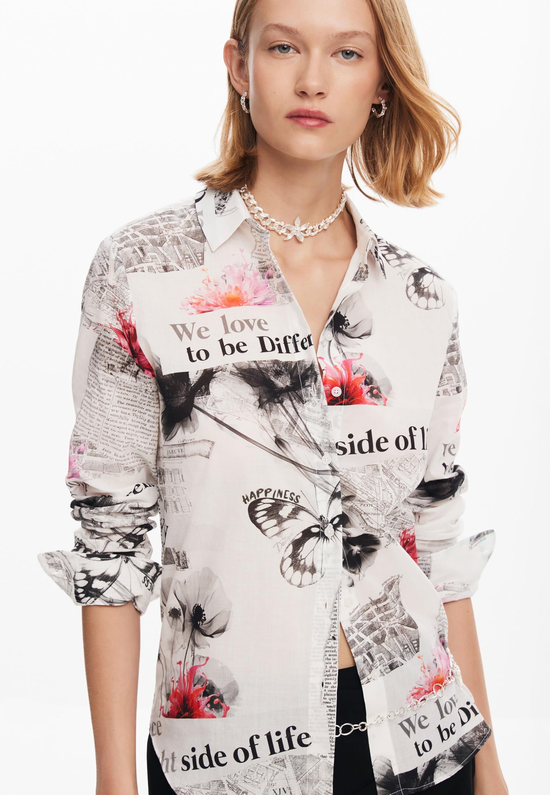 Desigual T-Shirt Tissé À Manches Longues pour Femme Blouse Femme (Lot de 1)