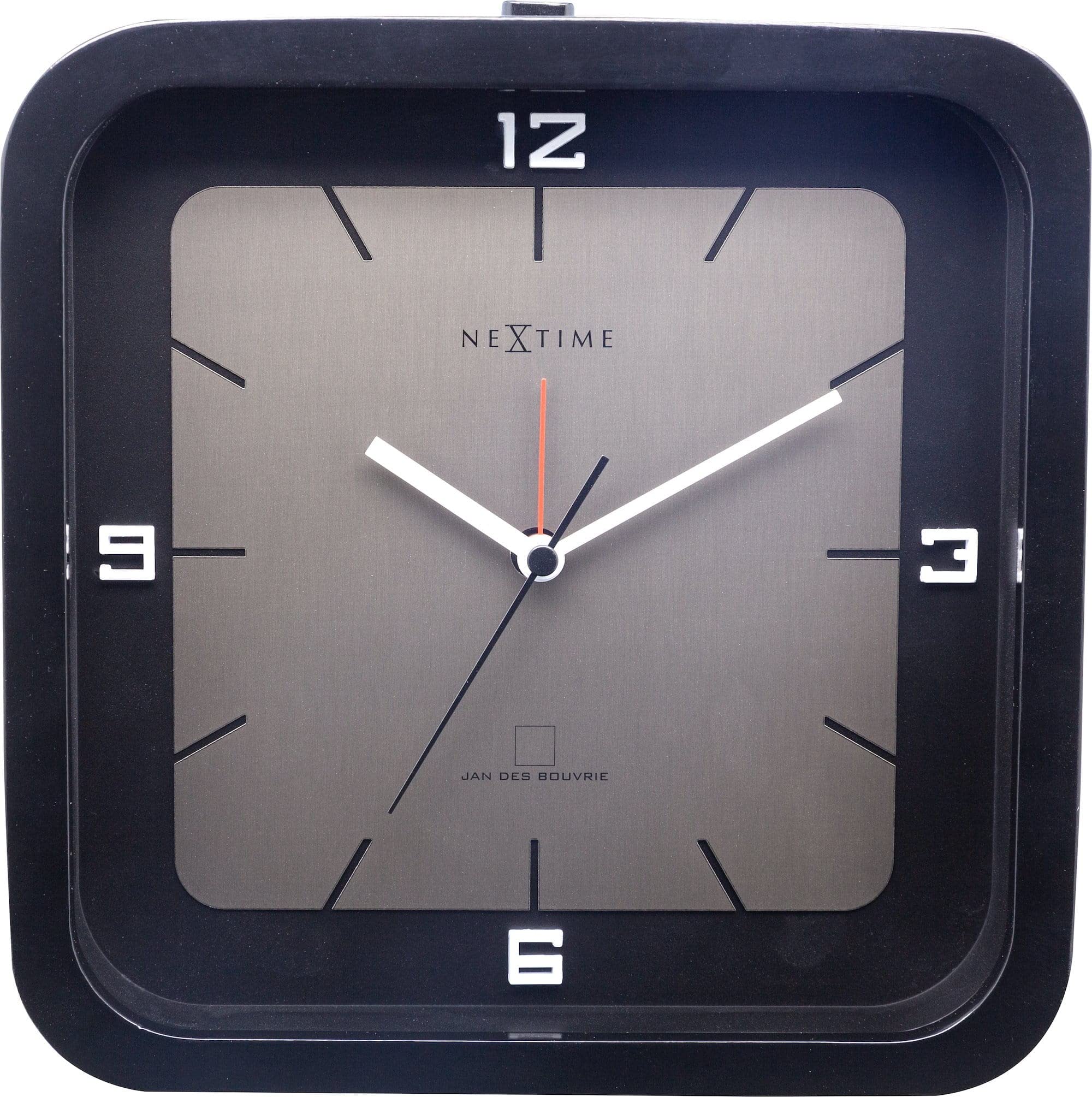 NeXtime Square Alarm Tischuhren, Metall und Kunststoff, Schwarz, 20 x 20 x 6 cm