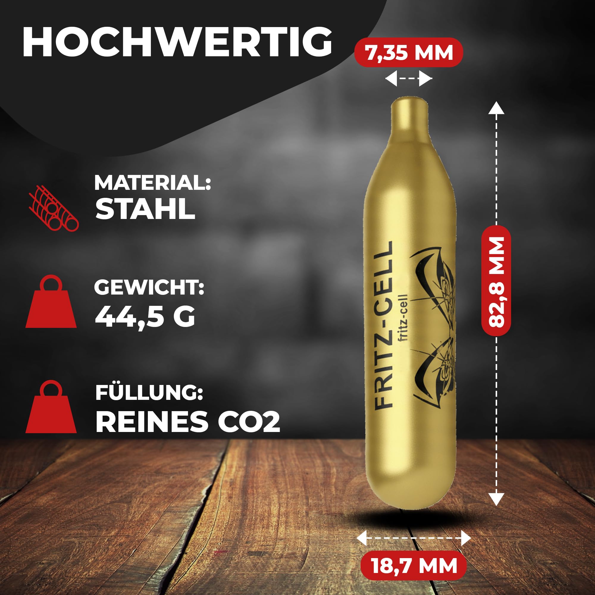fritz-cell 12g CO2 5 Kapseln Patronen für Softair