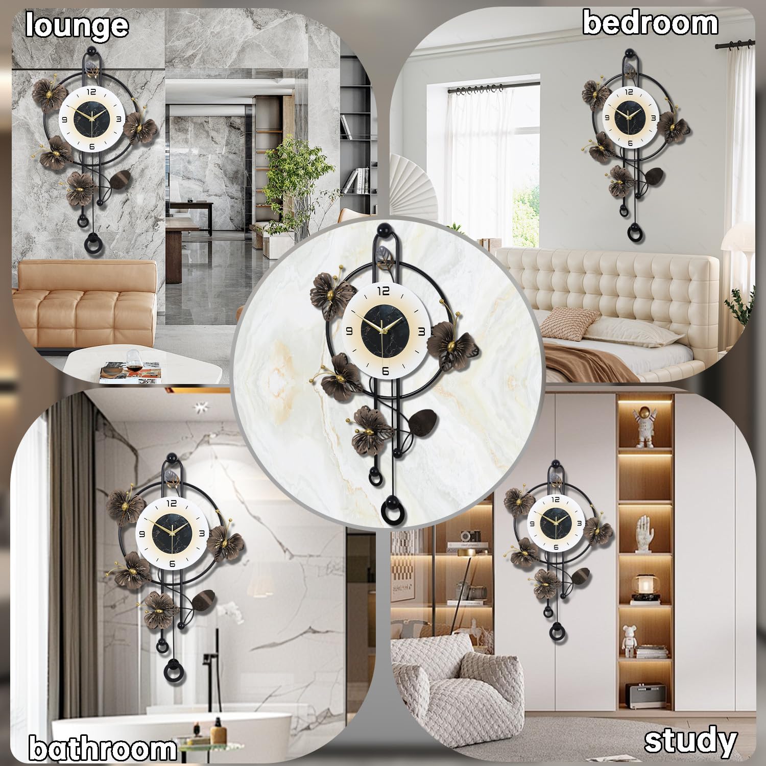 Wall Clock, Silent Quartz Movement Battery Operated with Pendulum, Oversized Metal Modern Large Wall Clocks for Living Room Bedroom Farmhouse Office Kitchen Home Wall Decor-18.8x29.5Inch(White)
