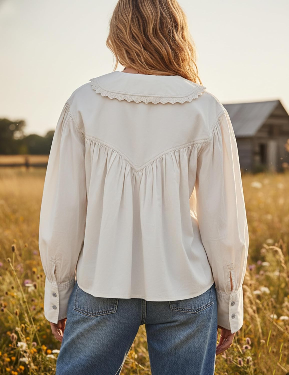 Peter Pan Collar Shirt Blouses for Women - Image 3