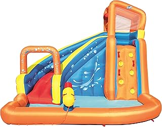 Bestway H2OGO! Turbo Splash - Parco Acquatico Gonfiabile per Bambini con Scivolo d'Acqua, Pistola ad Acqua, Parete di Arrampicata e Zona Piscina, Multicolore
