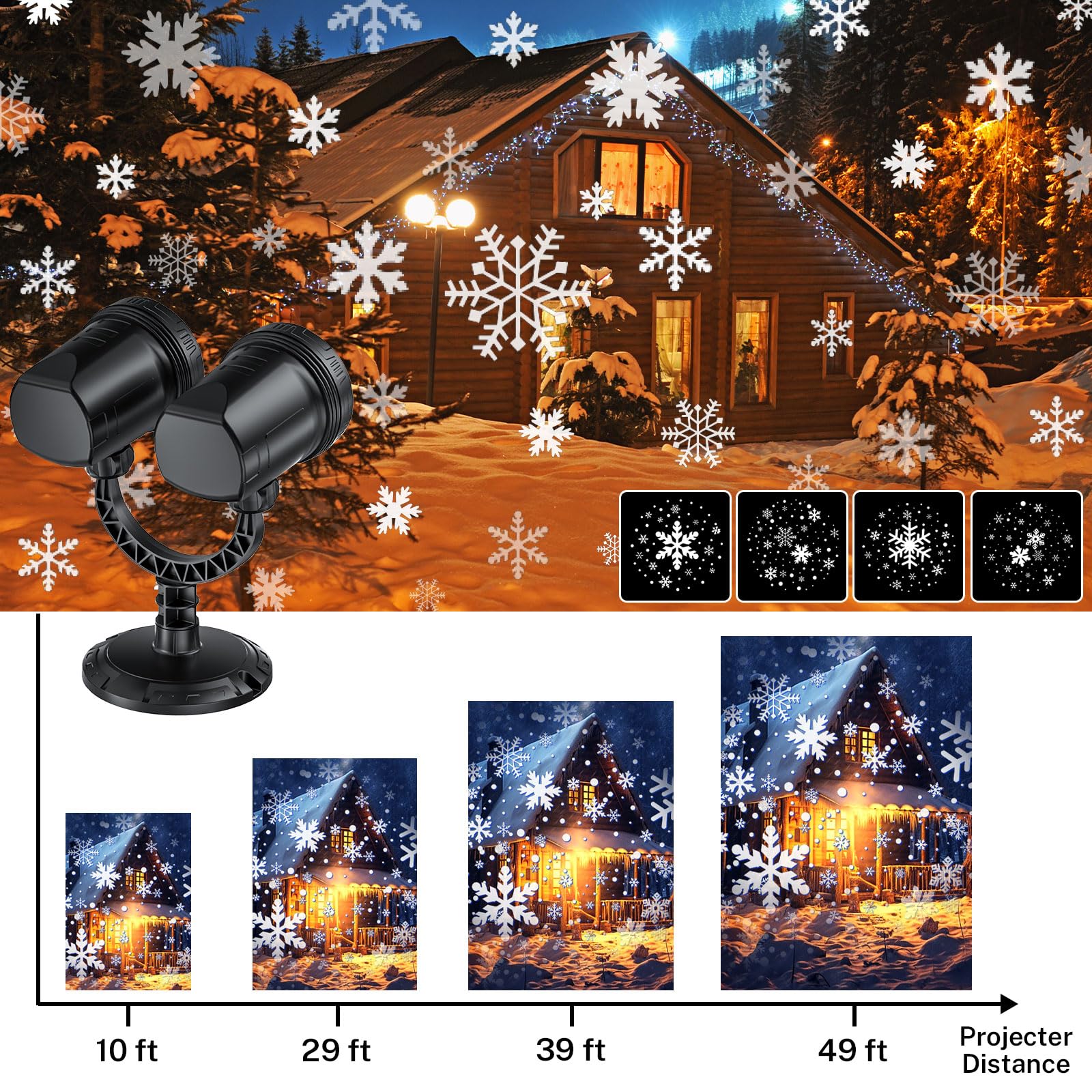 Projecteur De Noël En Forme De Flocon De Neige Pour L'extérieur, Projecteur Dynamique De Noël Amélioré 2024 Projecteur De Neige LED étanche