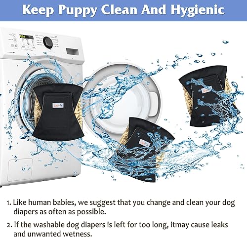 Miniatura 7 de Pañales reutilizables para perros machos, 3 unidades, lavables de alta calidad para perros machos pequeños, de alta absorción, para perros machos