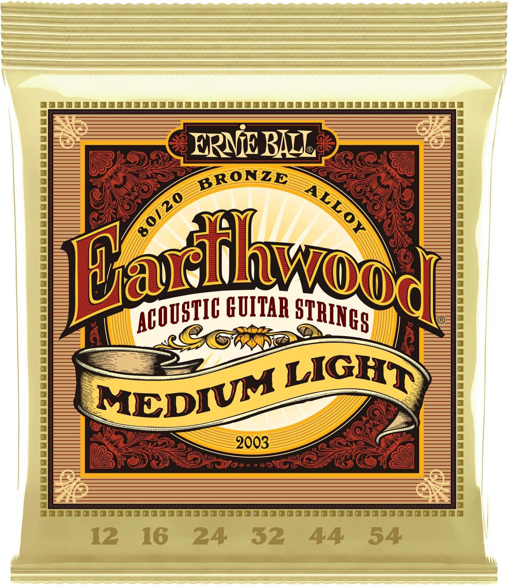 Earthwood Medium Light 80/20 Bronze Acoustic Guitar Strings - 12-54 Gauge