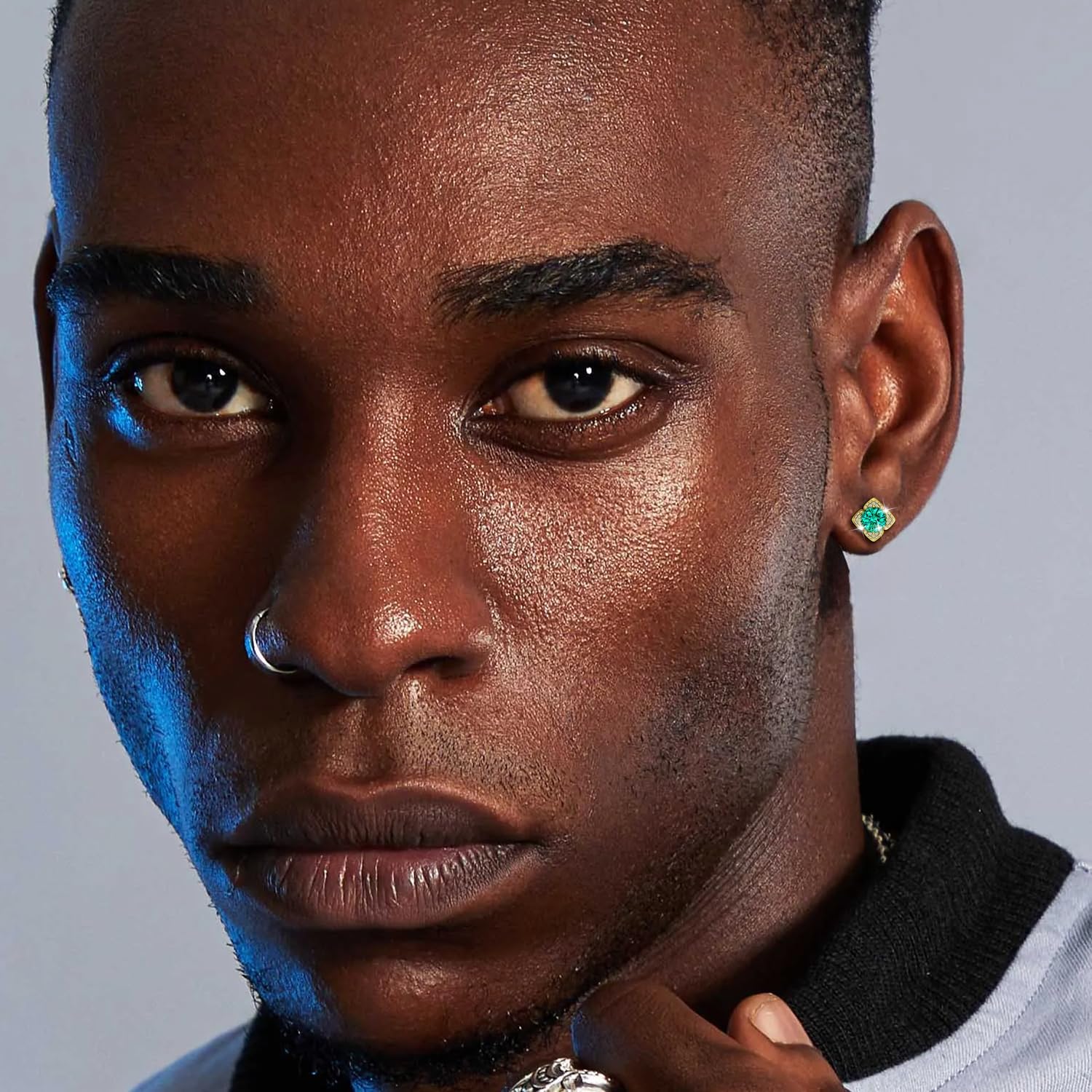 HELLOICE Moissanite Four Leaf Clover Stud Earrings 925 Sterling Silver Lucky 4 Leaf Clover Stud for Women Men D Color VVS1 Clarity Fashion Jewelry Gifts