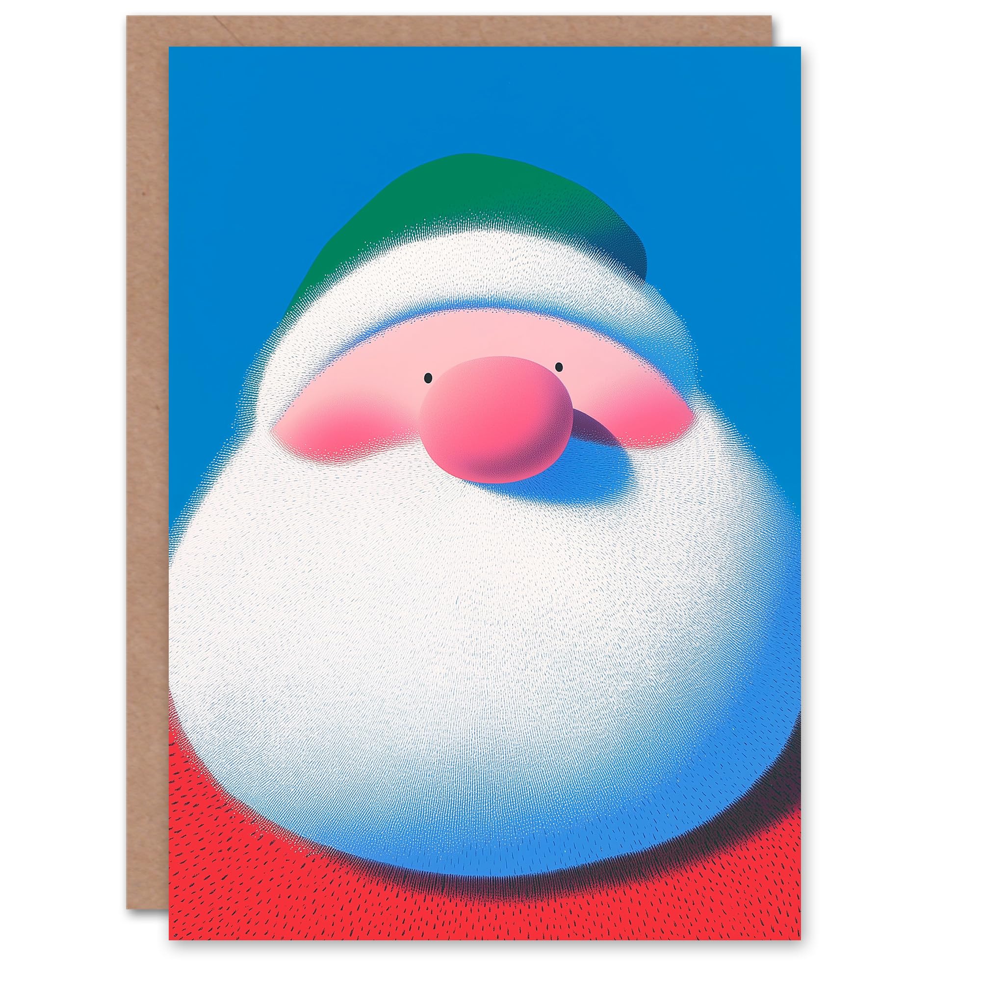 Artery8 Christmas Greeting Card - Graphic Santa Claus - Blue