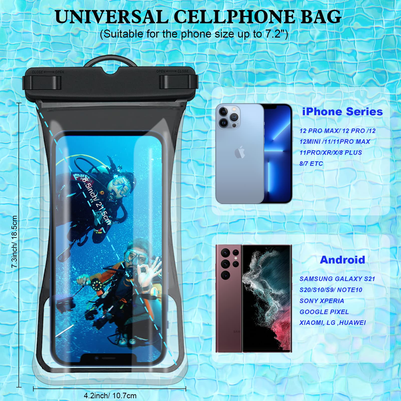 ESR Custodia impermeabile per iPhone 15 Pro Max /14 Pro Max, sensibilità al tocco subacquea, IPX8, custodia galleggiante impermeabile per cellulare con cordino, borsa asciutta per snorkeling, viola