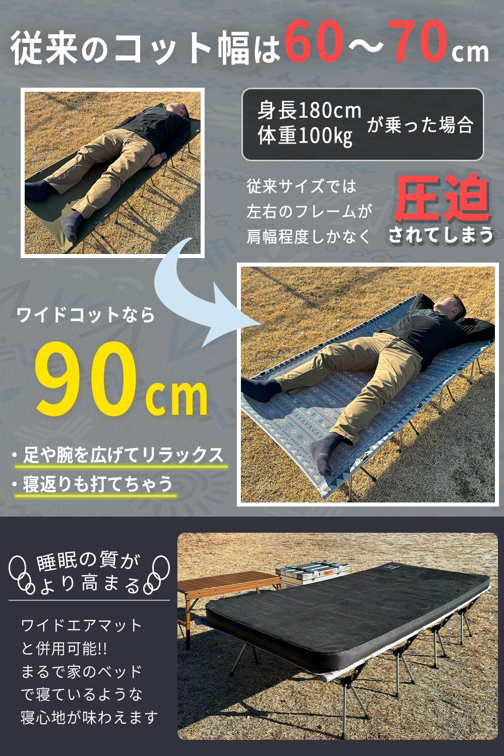 Amazon.co.jp: FUTUREFOX ワイドコット コット 折りたたみベッド