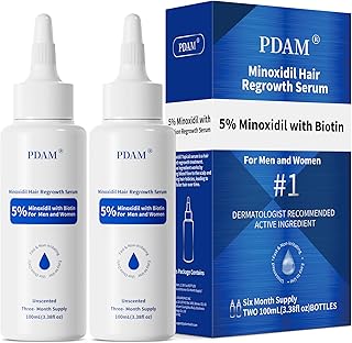 5% Minoxidil for Men Hair Growth Serum - Minoxidil for Women Serum with Biotin for Thicker & Healthier, Minoxidil for Men Restore Fuller Beard & Hair Growth Oil Unisex 3.38 FL OZ for 3 Months 2 Pack