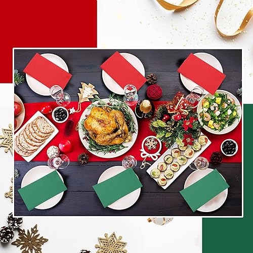 Miniatura 6 de Teling 100 servilletas de Navidad desechables de papel rojo y verde para cena de Navidad, servilletas de mano para cena de Navidad para el hogar,