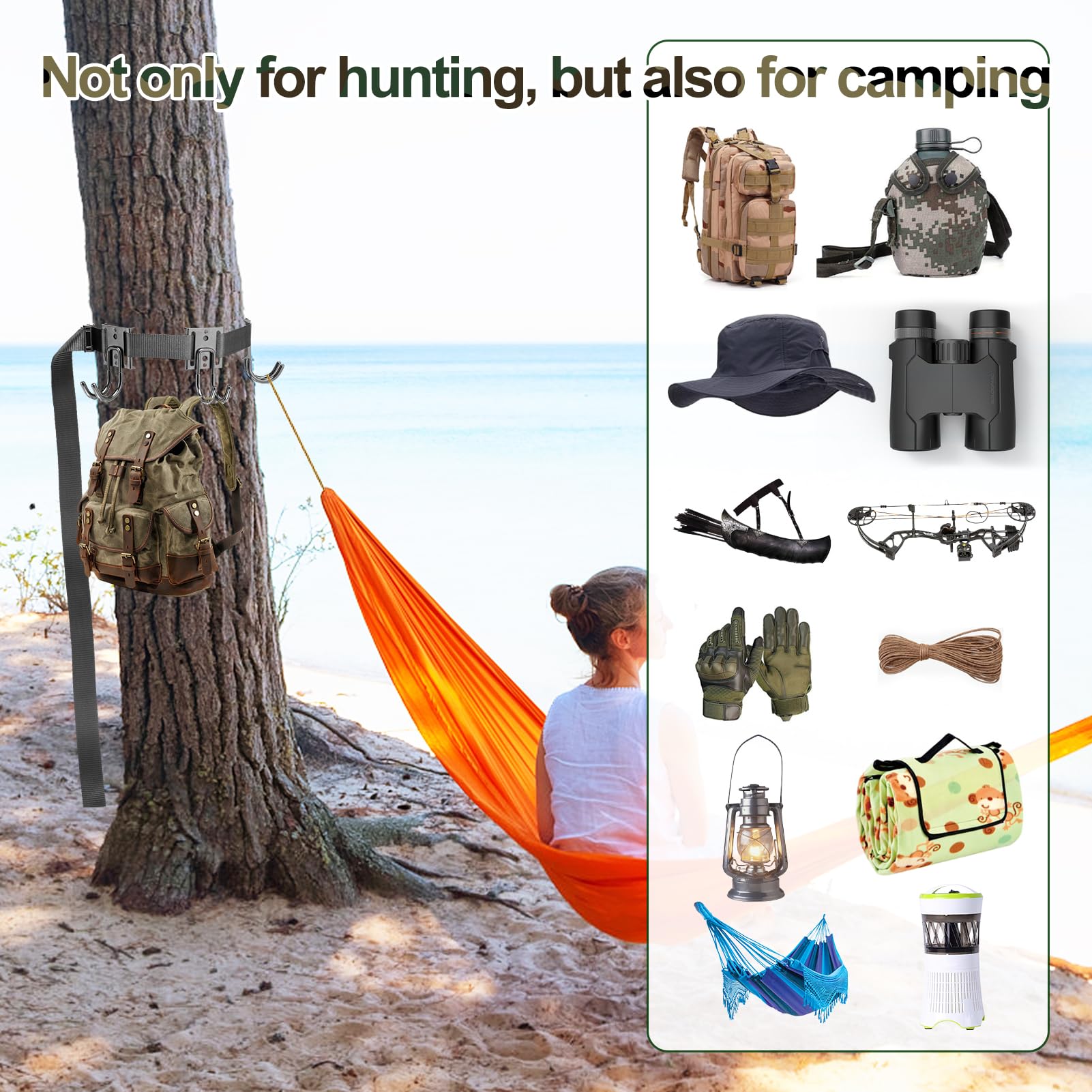 Treestand Strap Hangers With Metal Hooks For Hunting Gears Bow Quiver Backpack