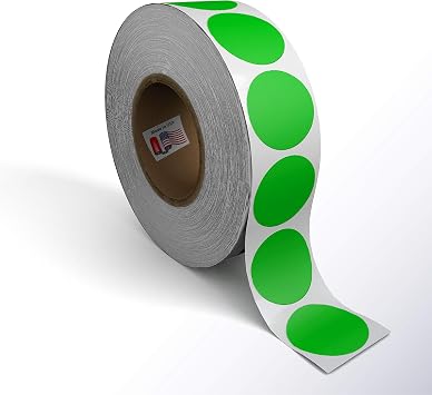 Kenco Color Coding Circle Dot Sticker Labels on a roll (Bright Green, 1 INCH 1000 Stickers)