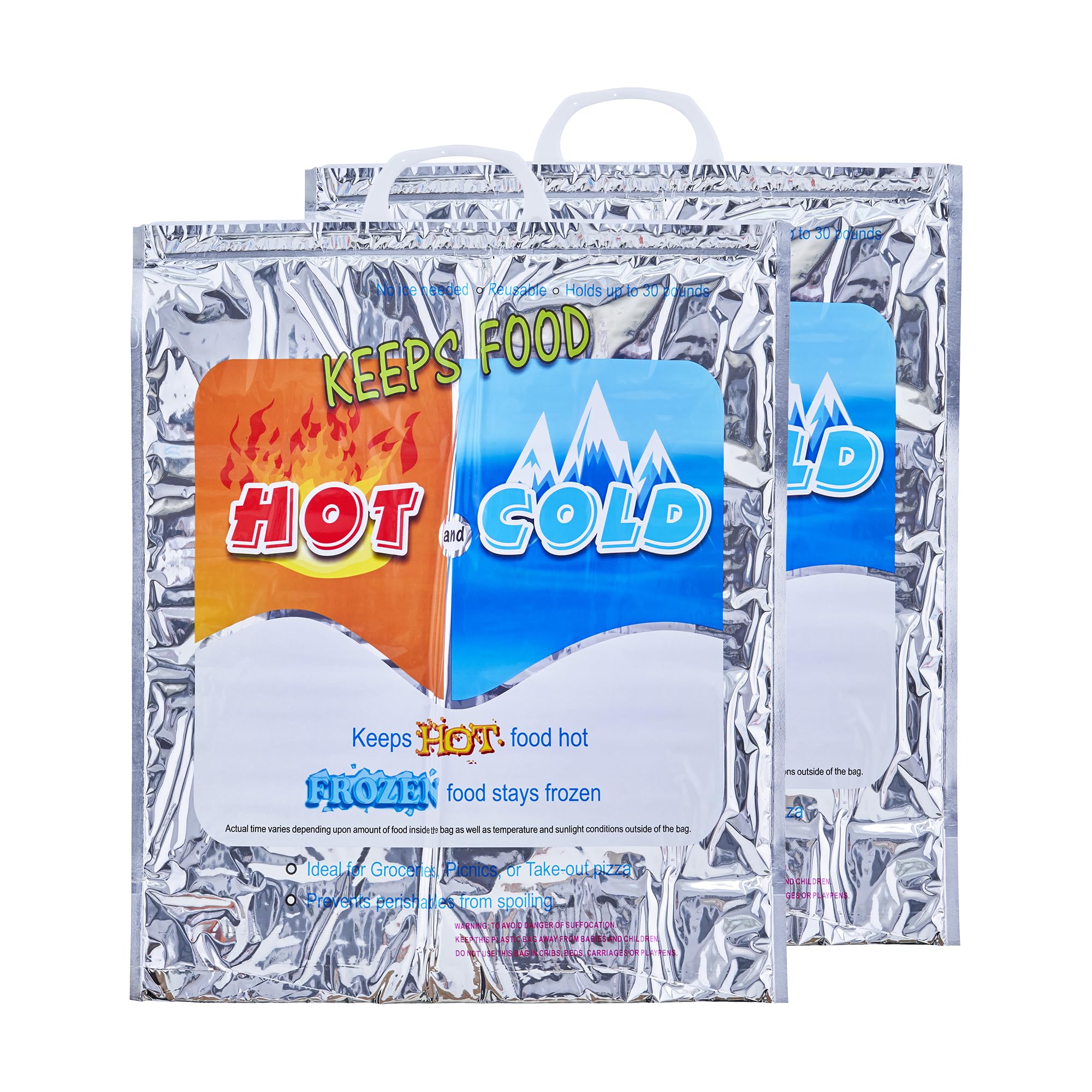 Superio Hot and Cold Insulated Bags for Food Delivery, Grocery Shopping Bags, Food Storage for Hot and Frozen Food for Travel, Disposable Cooler Bag