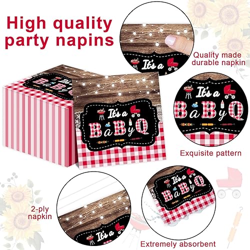 Miniatura 3 de Decoración para baby shower, juego de vajilla Baby Q, juego de vajilla It's A Baby Q, servilletas, barbacoa, cubierta de mesa de baby shower,