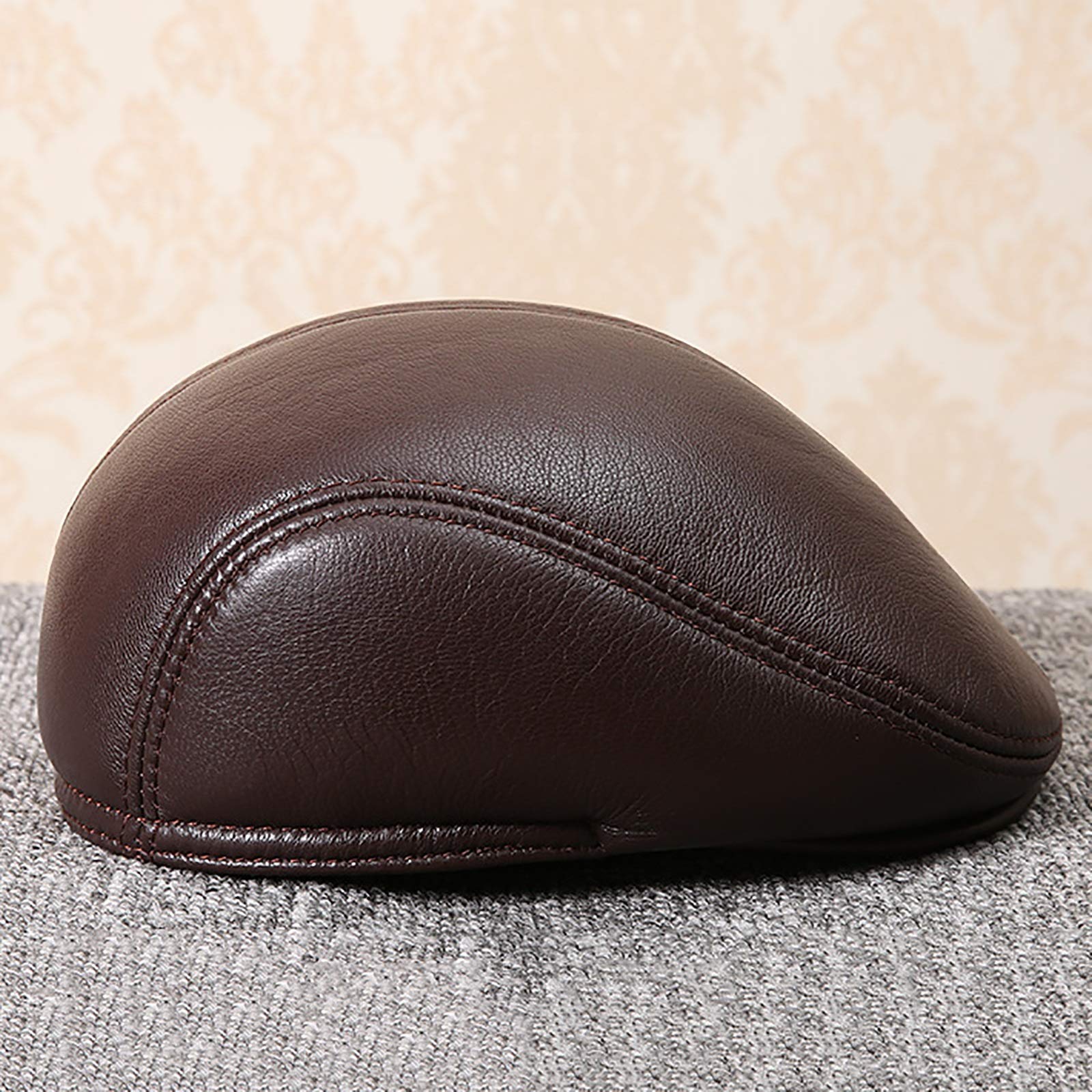 Sombreros de invierno, Hombres Capera de cuero Bereet Sheepskin Newsboy Cap Cap Golf Hat