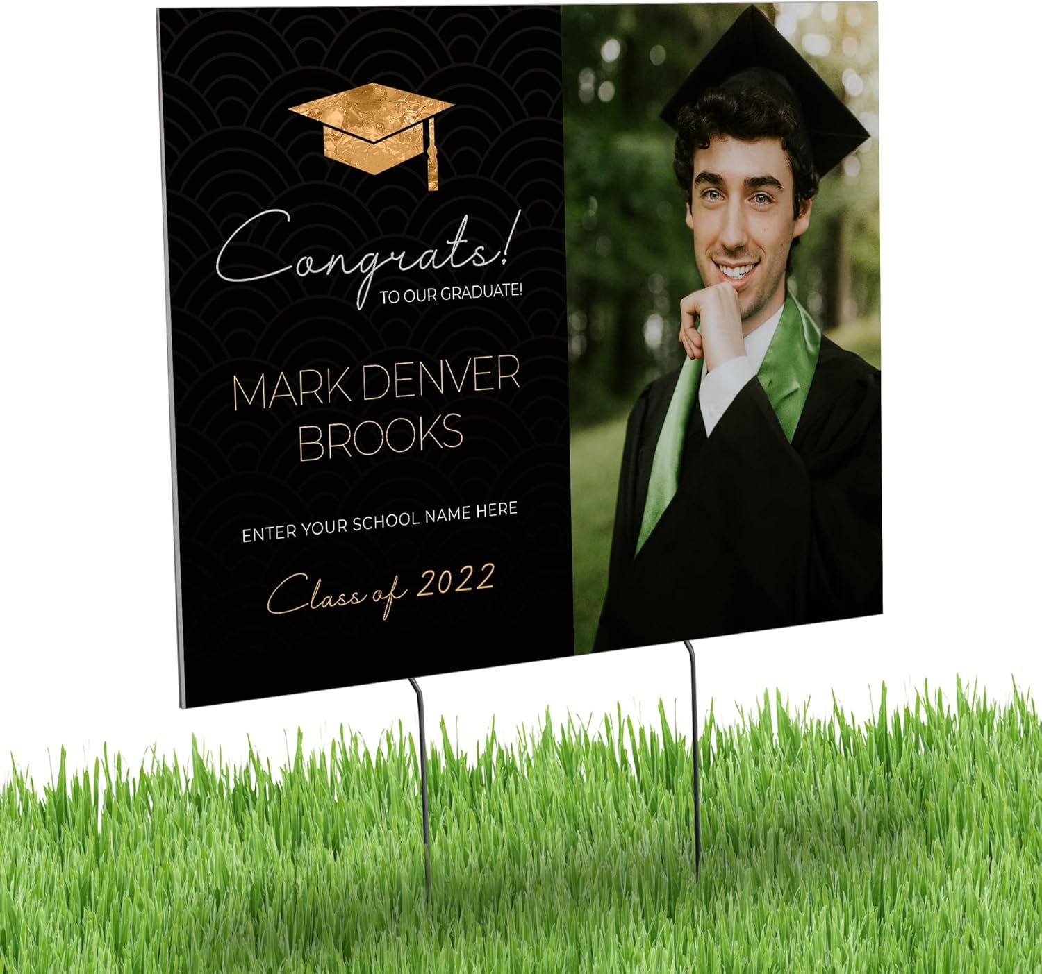 24"x18" Personalized 2024 Graduation Yard Sign, Custom Graduation Sign with Photo Print and Text, Class of 2024 Graduation and Congratulation Decorations, Corrugated Yard Signs C (Design 6)