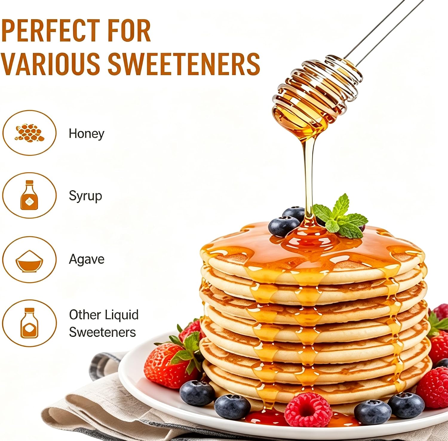 3Pcs Transparent 6" Glass Honey Dipper Sticks Honey Spoon image 5