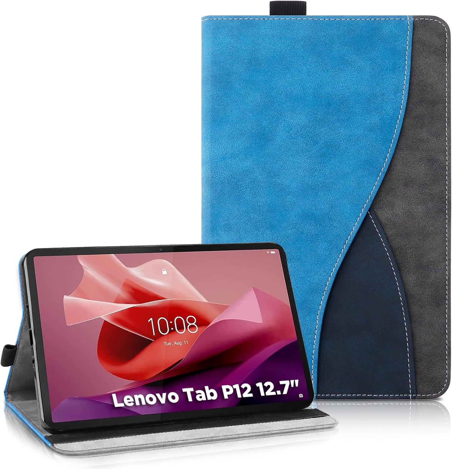 AsWant Hülle für Lenovo Tab P12 12.7 Zoll Tablet 2023 Ultradünne Business Tricolor Tablette