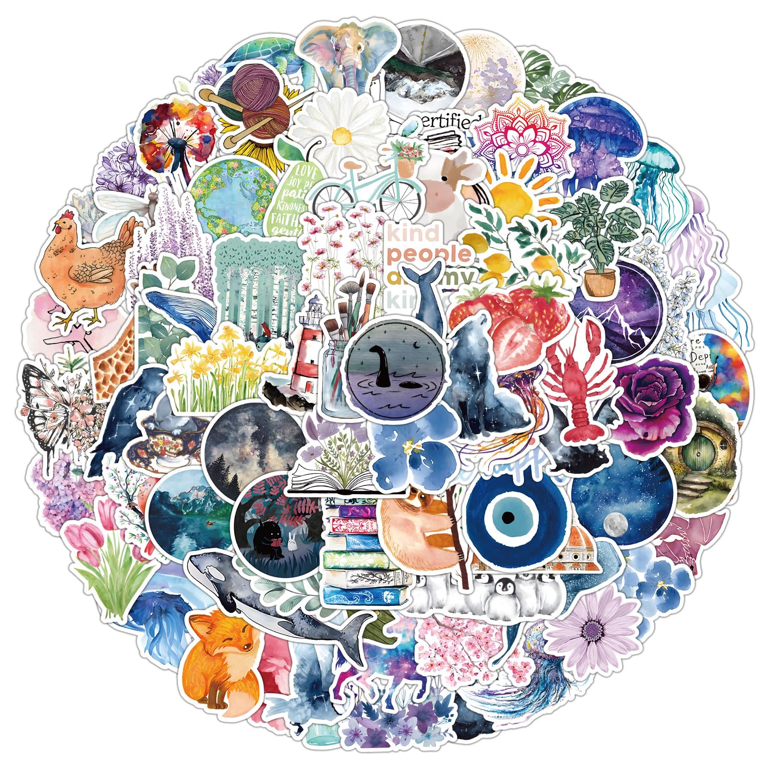 100 Pcs Ocean Stickers for Kids Teens Adults Boys Girls Gift,Ocean Animal Stickers Pack for Laptop,Skateboar,Luggage,Car,Bike