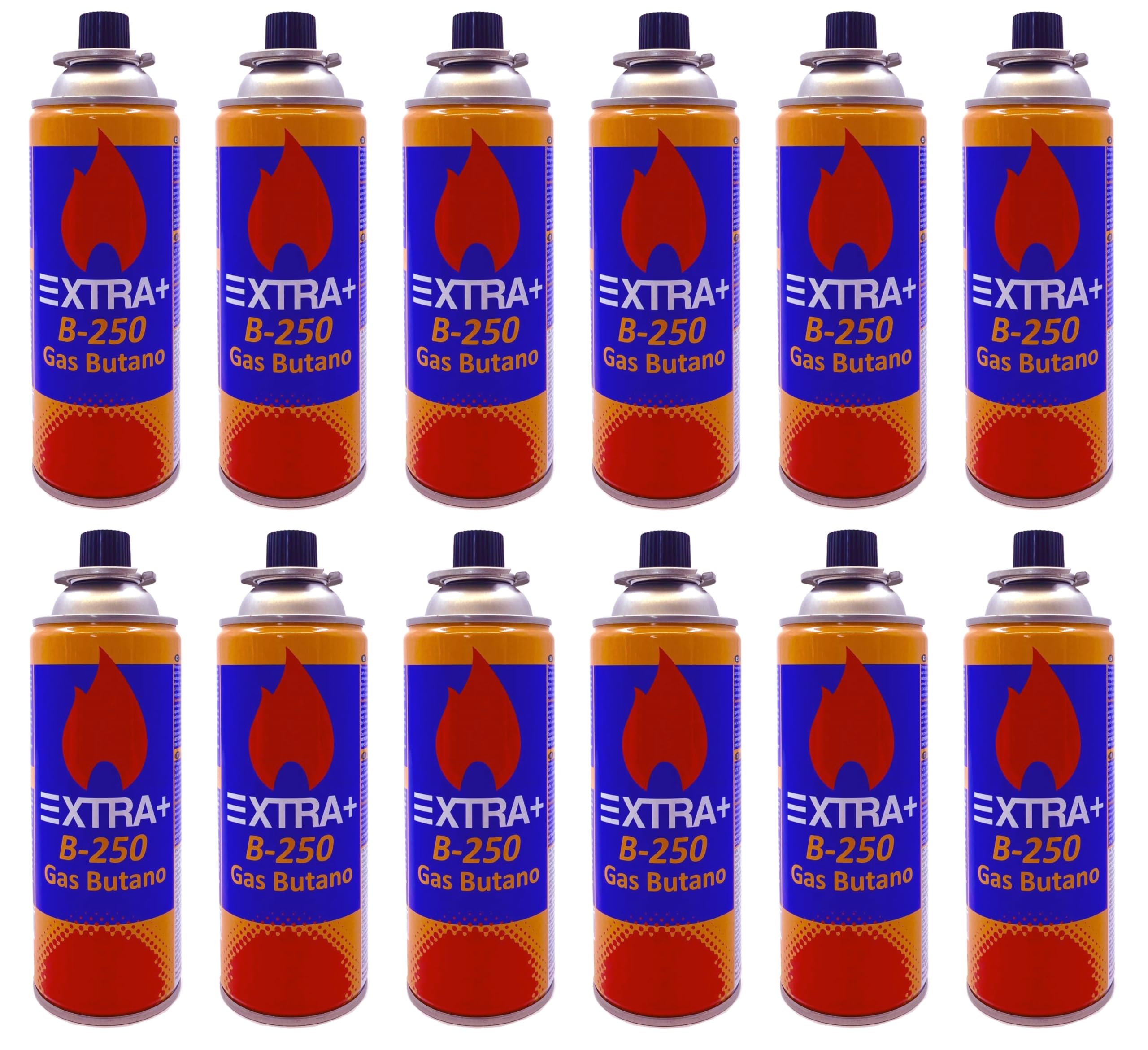 Pack de Cartuchos de Gas Butano 220g, 100% Butano Puro, para Hornillos, Quemadores y Cocinas Portátiles, con Válvula de Seguridad (12 BOMBONAS)