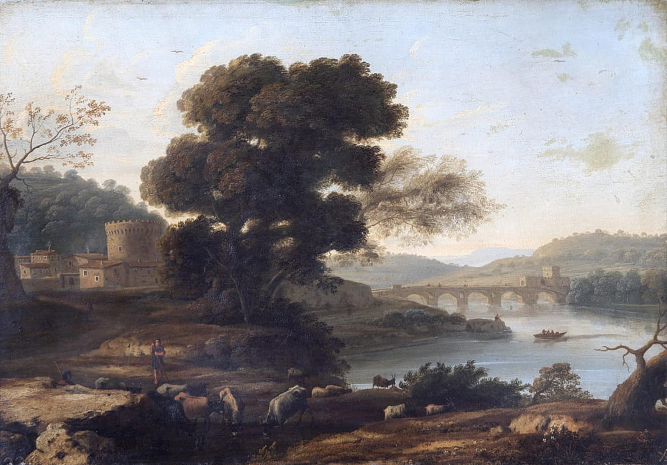 POSTERIIk Famous Print Pop Art Wall Art Graffiti Pastoral Landscape with the Ponte Molle by Claude Lorrain Art Prints for Home Decor 60x90cm