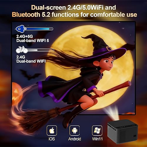 Miniatura 4 de Proyector de video de alto rendimiento JY-540 brillo 600 ANSI, Wi-Fi y Bluetooth, botón táctil, entradas HDMIUSB, Keystone automático, Full HD 1080P