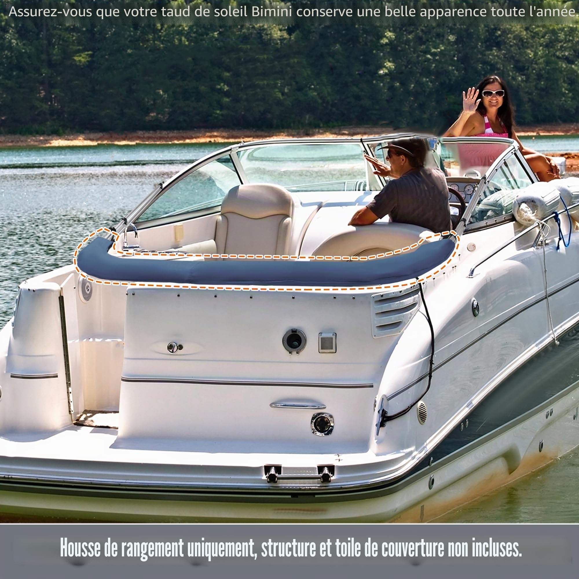 QUARKZMAN Housse de Rangement pour Bimini de Bateau à 3 ou 4 arceaux