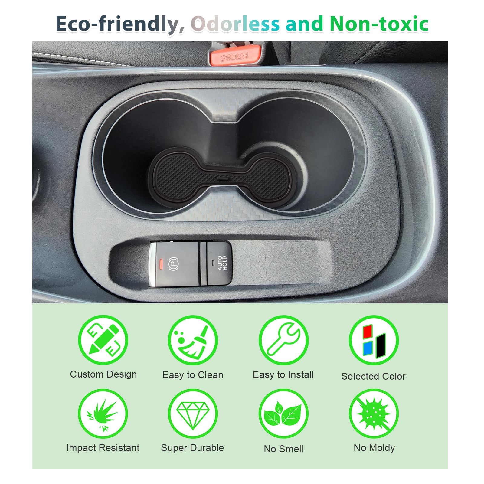 GAFAT Compatibile con Nissan Juke F16 2020-2024 2025 (Freno Elettronico) Tappetini Antiscivolo, Juke Hybrid Tappetini in Gomma, Console Centrale, Cuciture Porte, Accessori Juke F16 (Nero)
