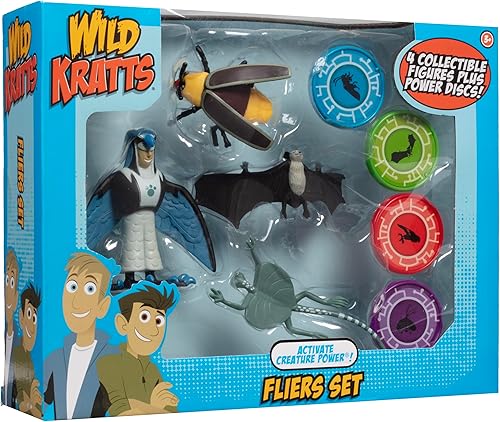 Miniatura 7 de Wild Kratts – Paquete de 4 figuras de acción con poderes – voladores