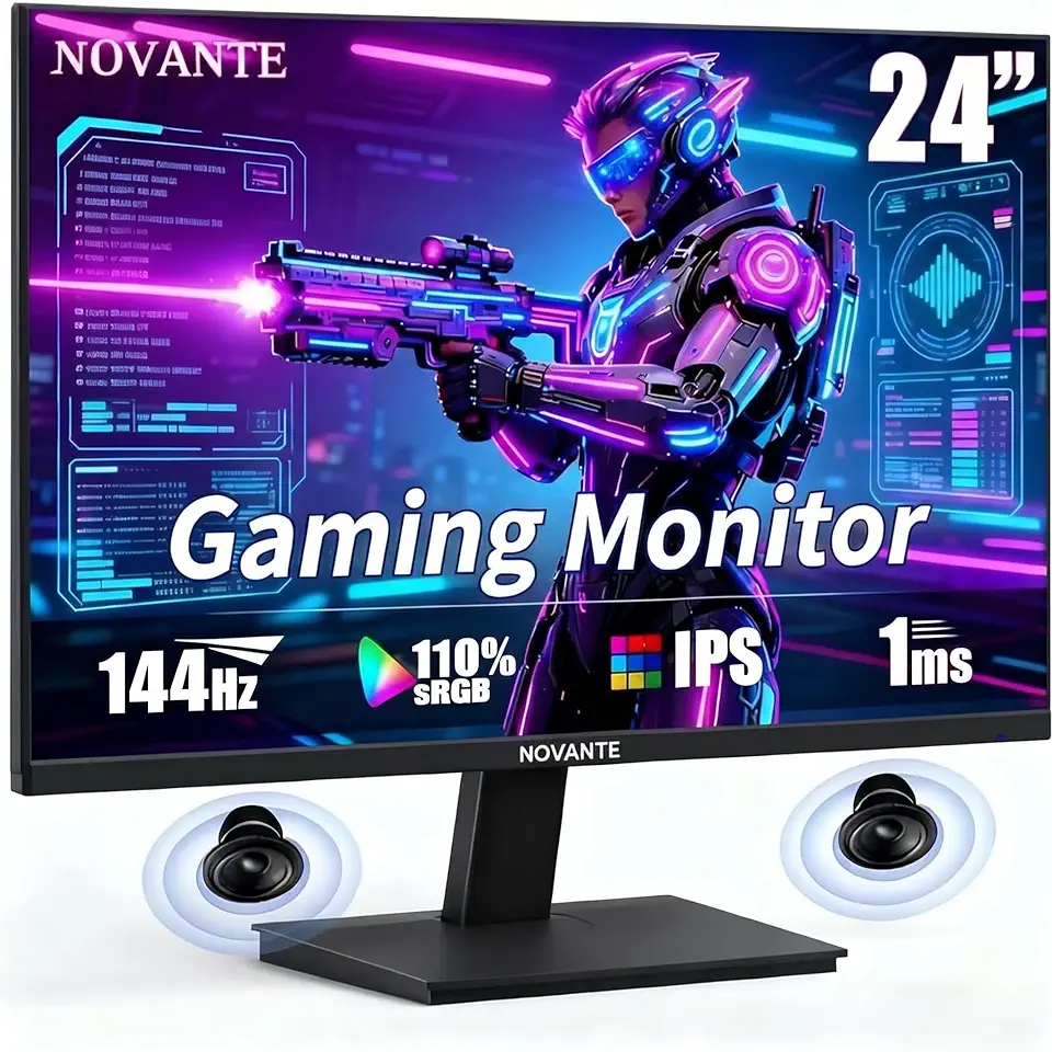 Monitor Gamer ips 24 Polegadas, Full HD, 144Hz, 1ms,sRGB 99%, 150cd/m², Alto-falantes embutidos,Entradas HDMI/DisplayPort/3.5mm,110-220V, Preto