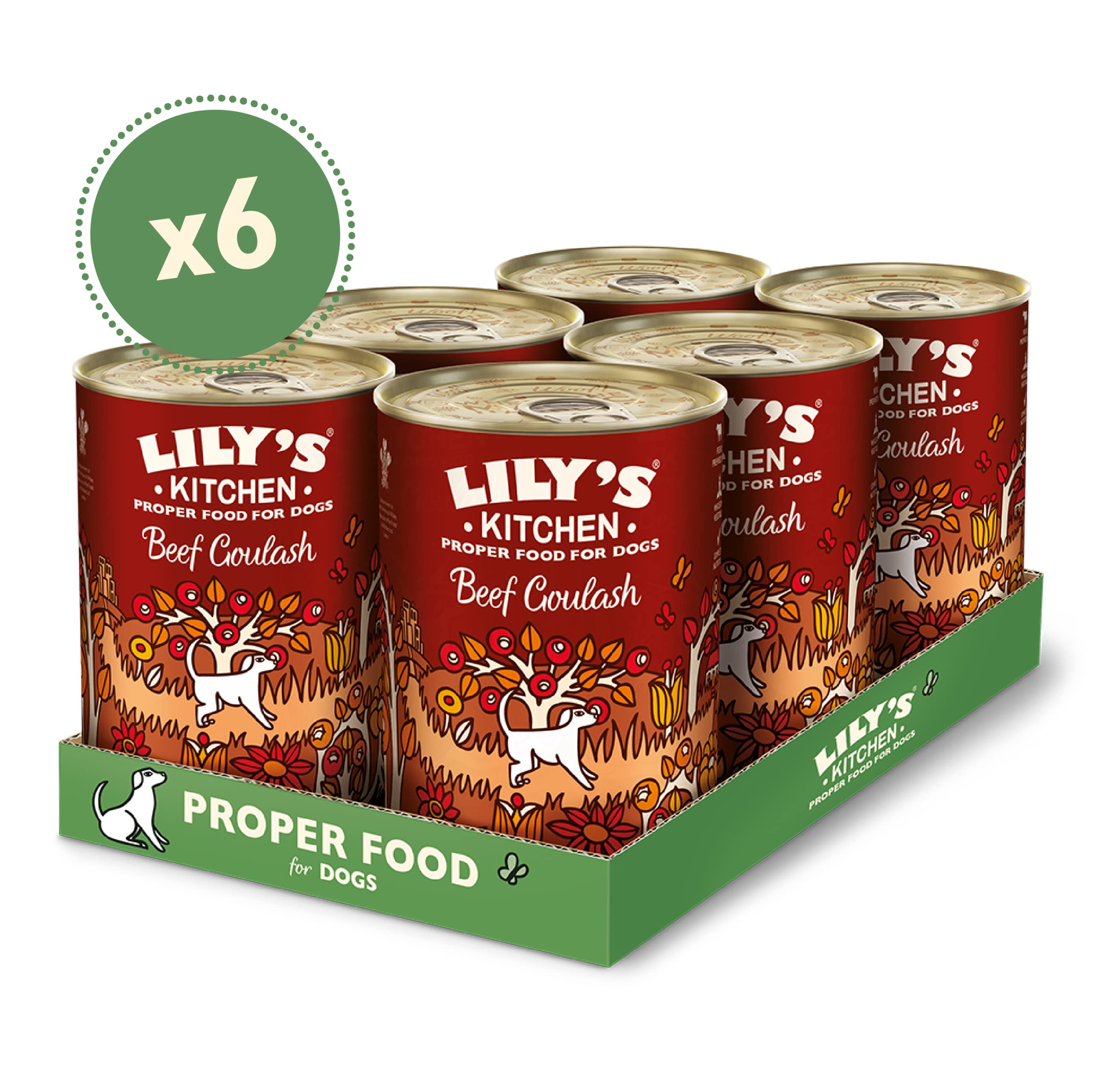 Lily's Kitchen Naturalna mokra karma dla dorosłych psów, puszka - gulasz wołowy - karma dla psów, przepis bez zbóż (6 x 400 g puszek)