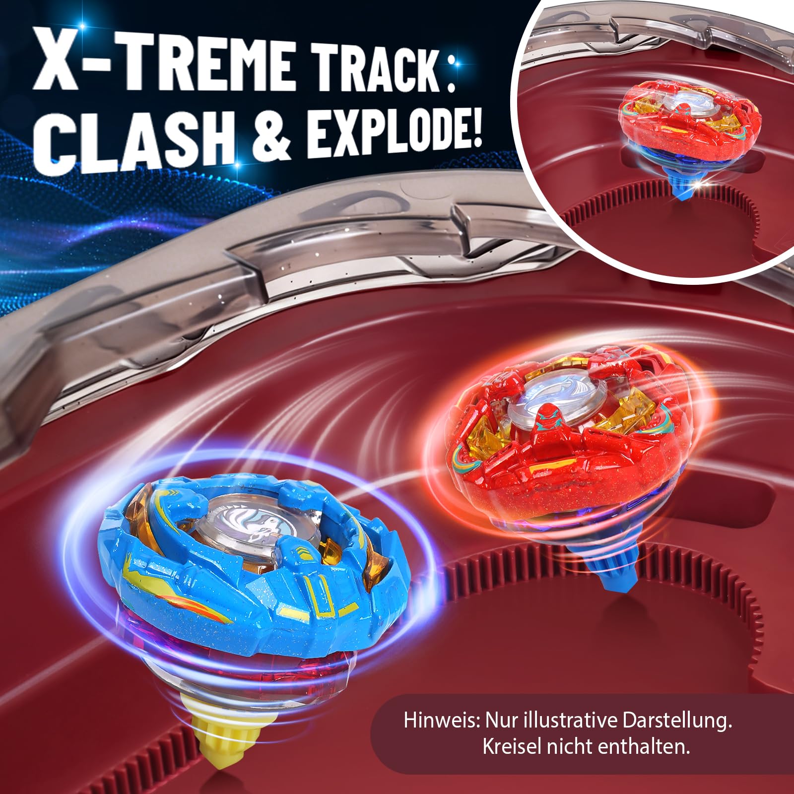 X Stadion Kampfset, Spinning Tops Arena mit Speedstrecke & geschlossenem Dach, Hochwertiger Kunststoff, Kompatibel mit X Kreiseln, Geschenk für Jungen Mädchen ab 6 Jahren (Nur Stadion)