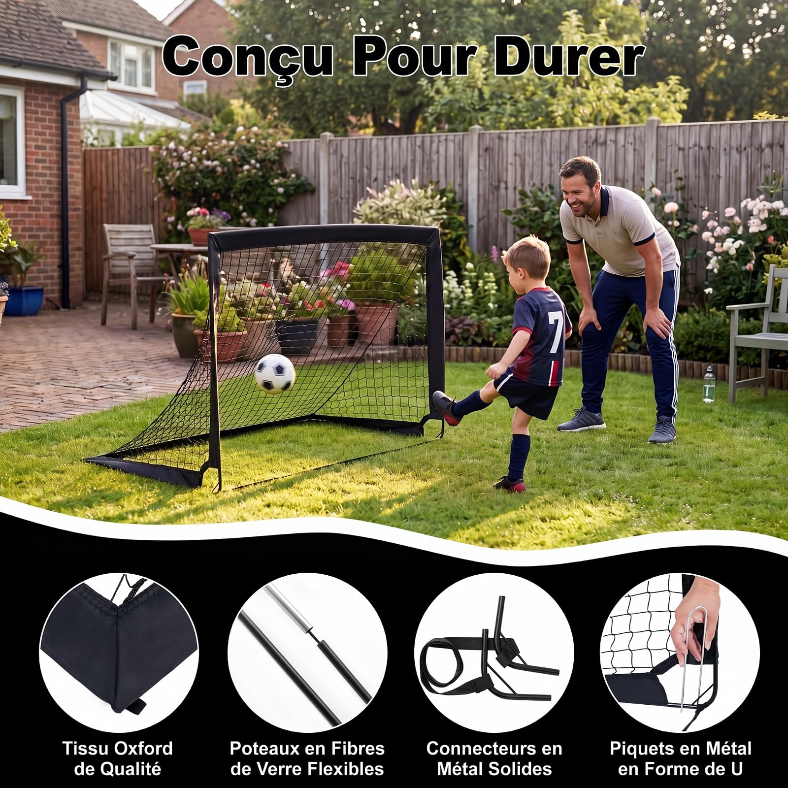 COSTWAY Lot de 2 Cages de Foot Portable Pop-up