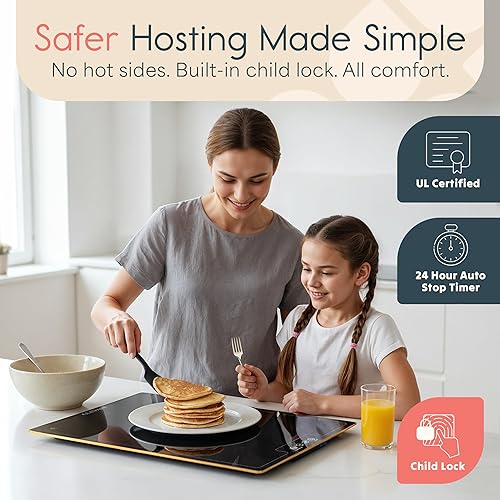 Miniatura 6 de ThermaPlate - Bandeja de calentamiento delgada de vidrio, calentador eléctrico de alimentos de 23.5 x 15.5 pulgadas para cocina y bufé, placa