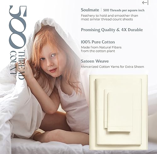 Miniatura 5 de Mayfair Linen Juego de las mejores sábanas de algodón peinado de fibras largas de 500 hilos tamaño Queen, juego de sábanas profundas de 4 piezas