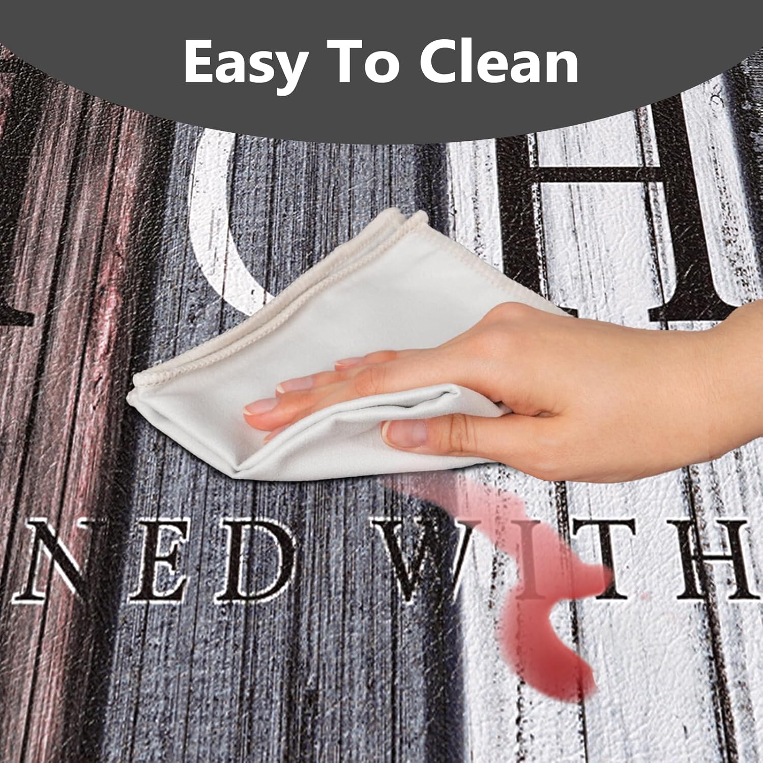 PVC Farmhouse Kitchen Mats for Floor Set of 3, Wooden Board Theme Kitchen Rugs, Kitchen Rugs Non-Slip Washable, Anti Fatigue Kitchen Mat for Sink Office Laundry,18"x30"+18"x48"+18"x60" Inches