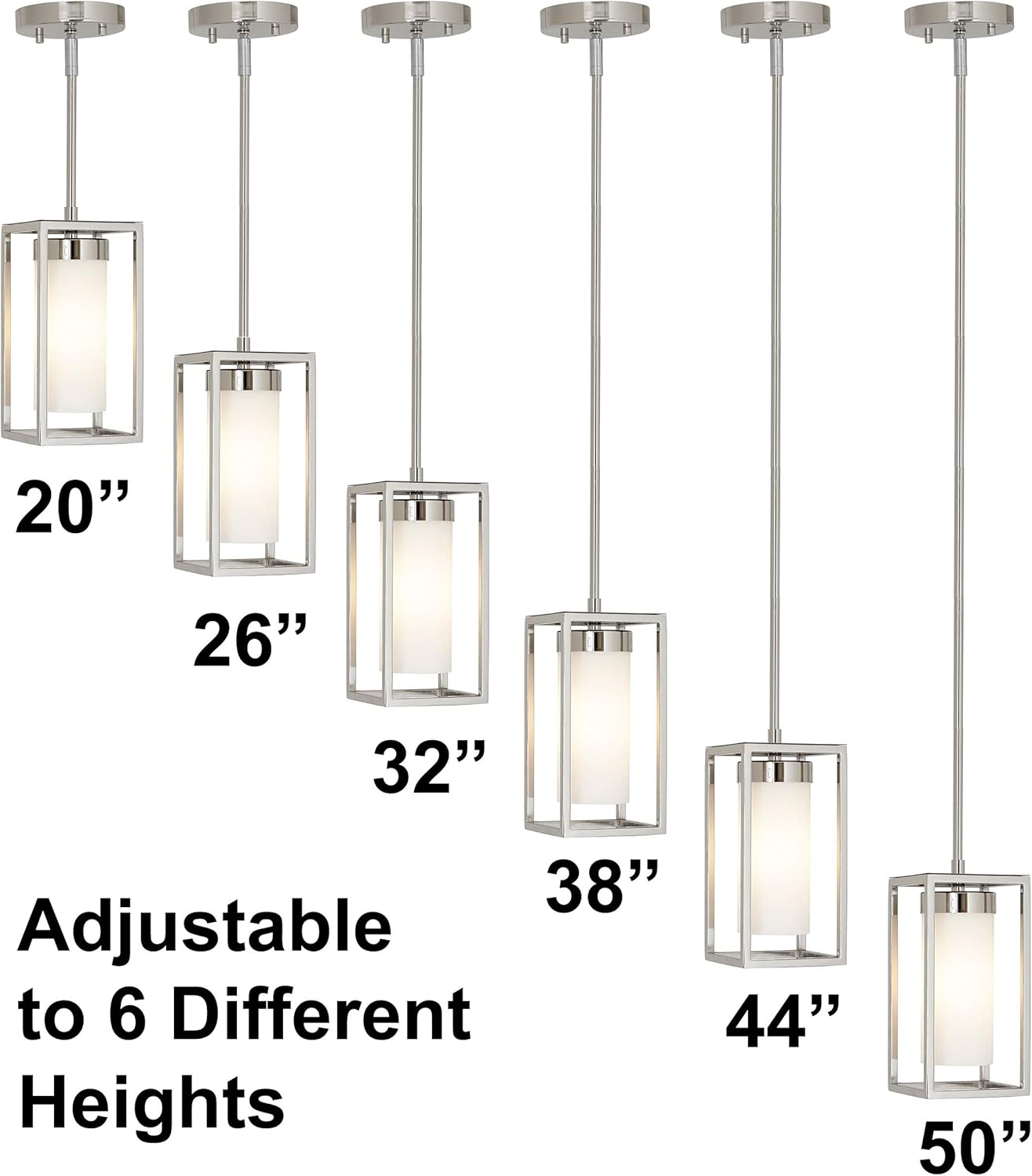 Polished Nickel Glass LED Box Pendant Light