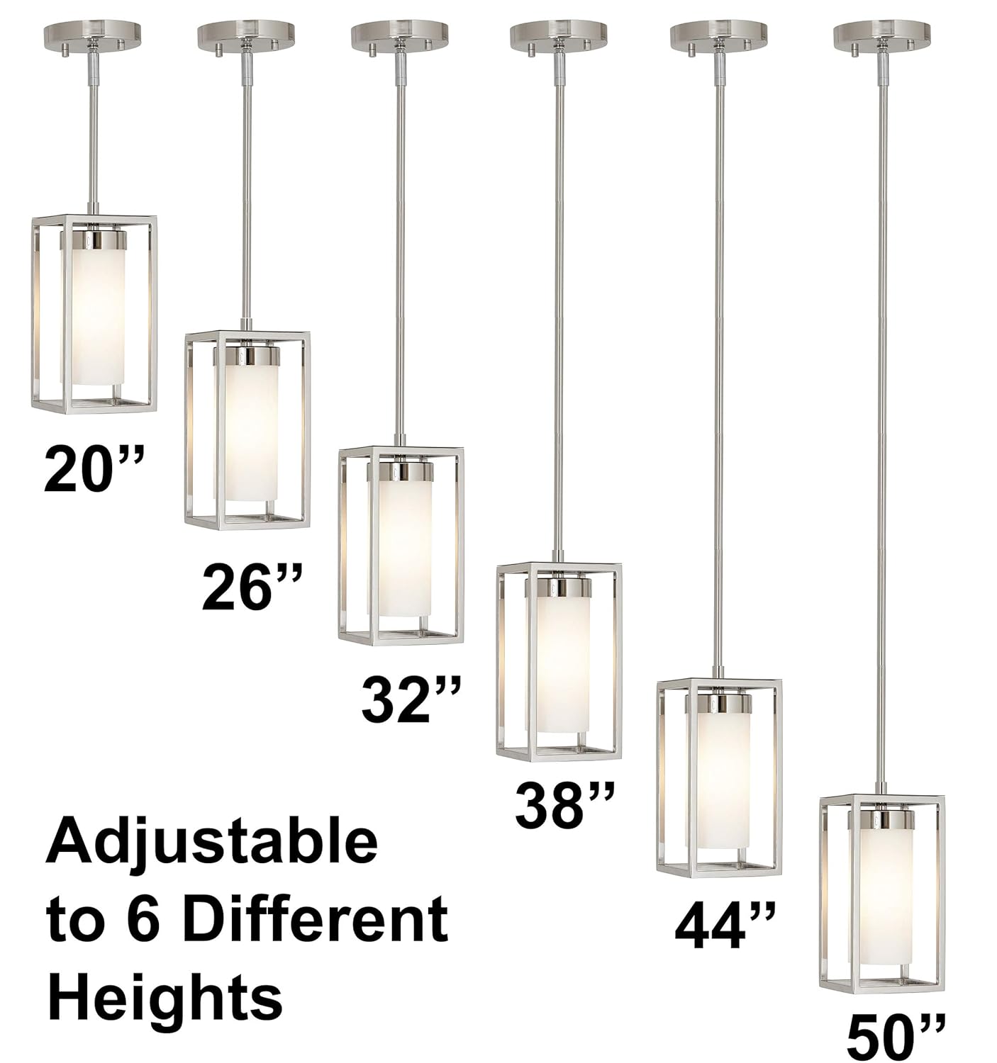 Polished Nickel Glass LED Box Pendant Light