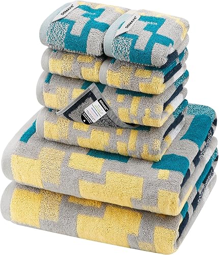 Vista 149 de SEMAXE - Juego de toallas de baño grises, 2 toallas de baño, 2 toallas de mano, 4 toallas faciales, toalla 100% algodón para baño, toalla suave