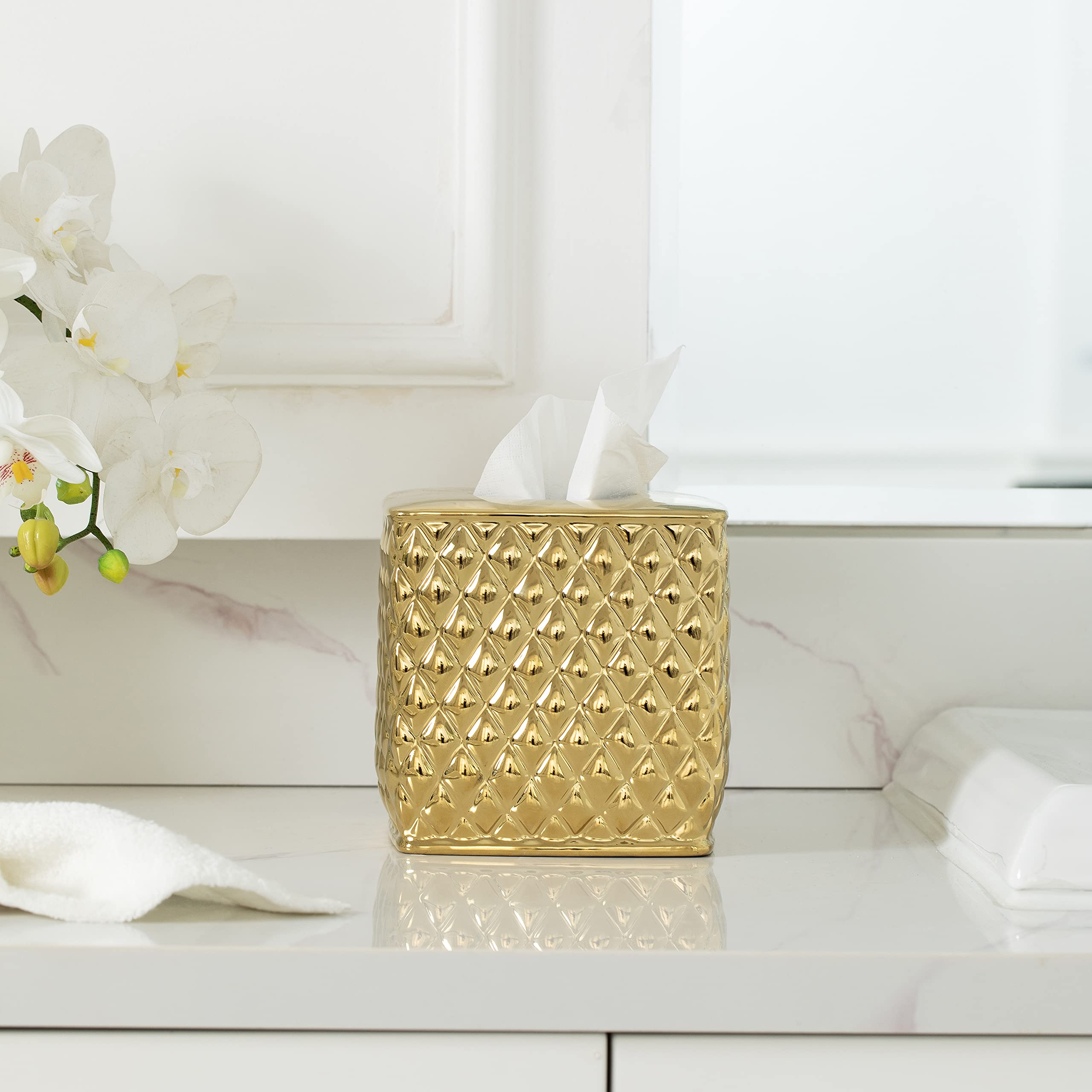 Motifeur Bathroom Accessories - Ceramic Tissue Holder, Decorative