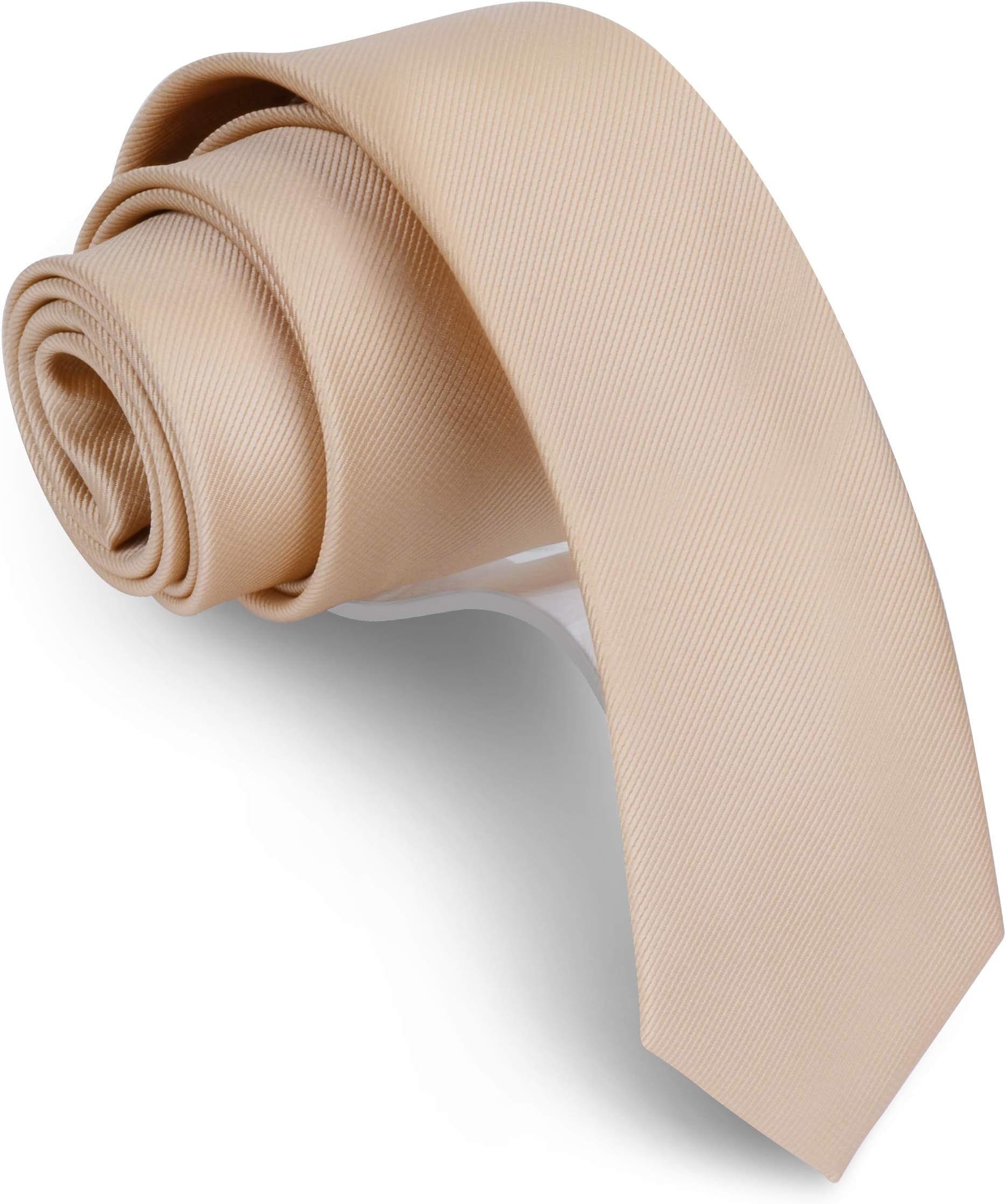 GUSLESONGusleson 2.4" (6cm) Solid Color Slim Tie Skinny Necktie for Men, Champagne, general