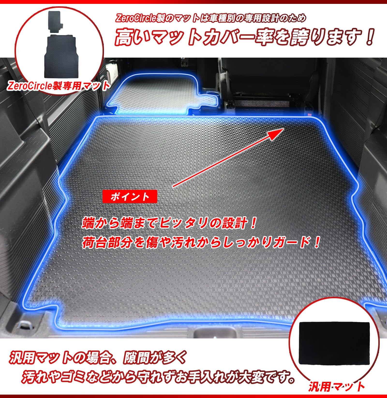 Amazon | Zero Circle N-VAN ゴムラゲッジマット フルフラット黒