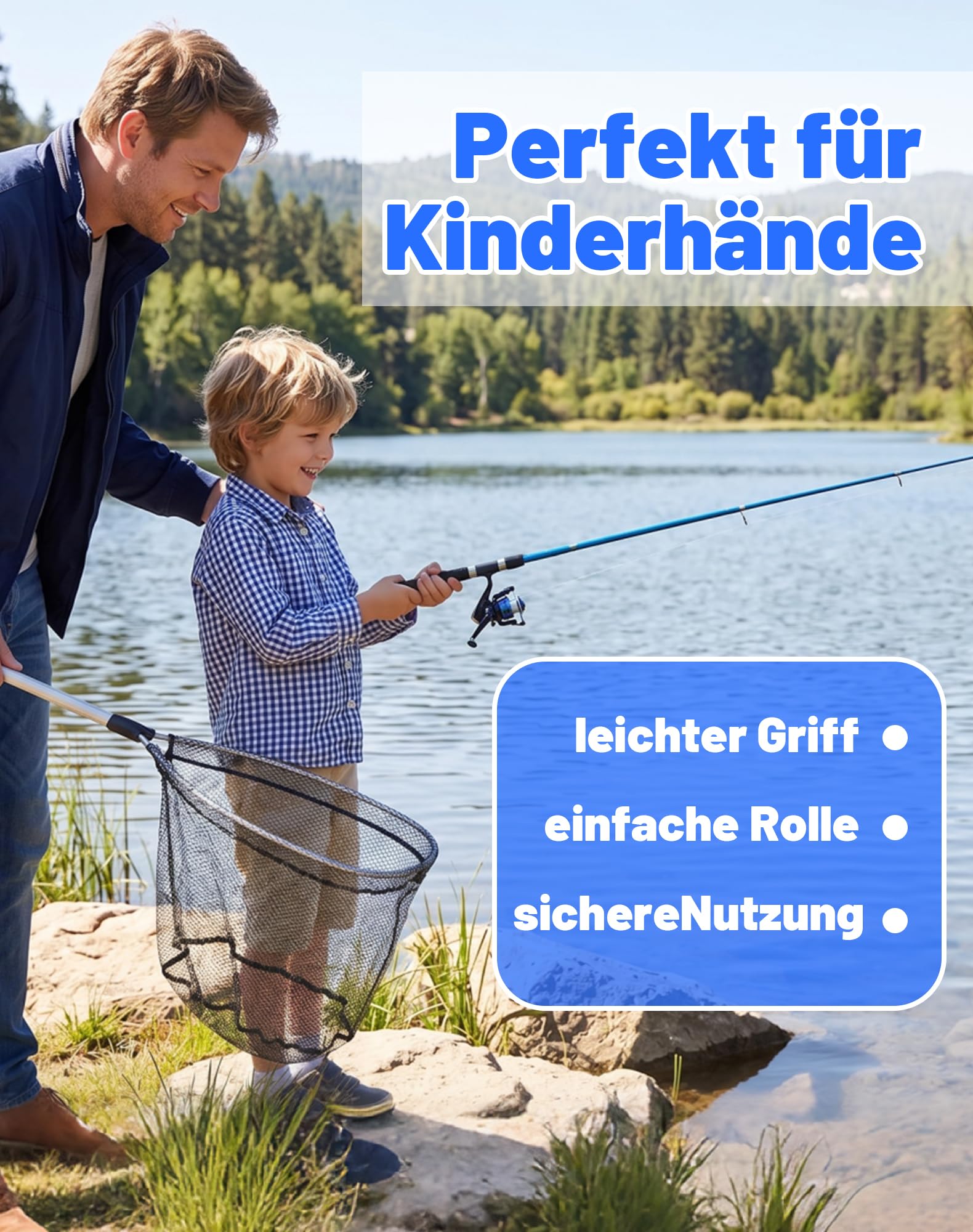 Set de Pêche Enfant 1,8 m – Canne à Pêche Télescopique avec Moulinet, Kit Complet pour Débutants, Sac de Transport Inclus