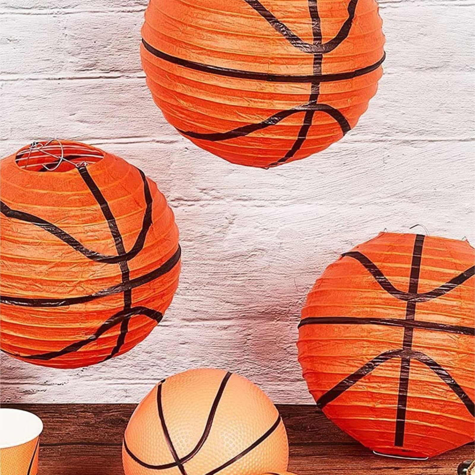 Papierowe Lampiony Zestaw 12 Papierowych Lampionów Do Koszykówki Na Urodziny W Stylu Sportów Stołowych Dekoracje Imprezę(25cm)