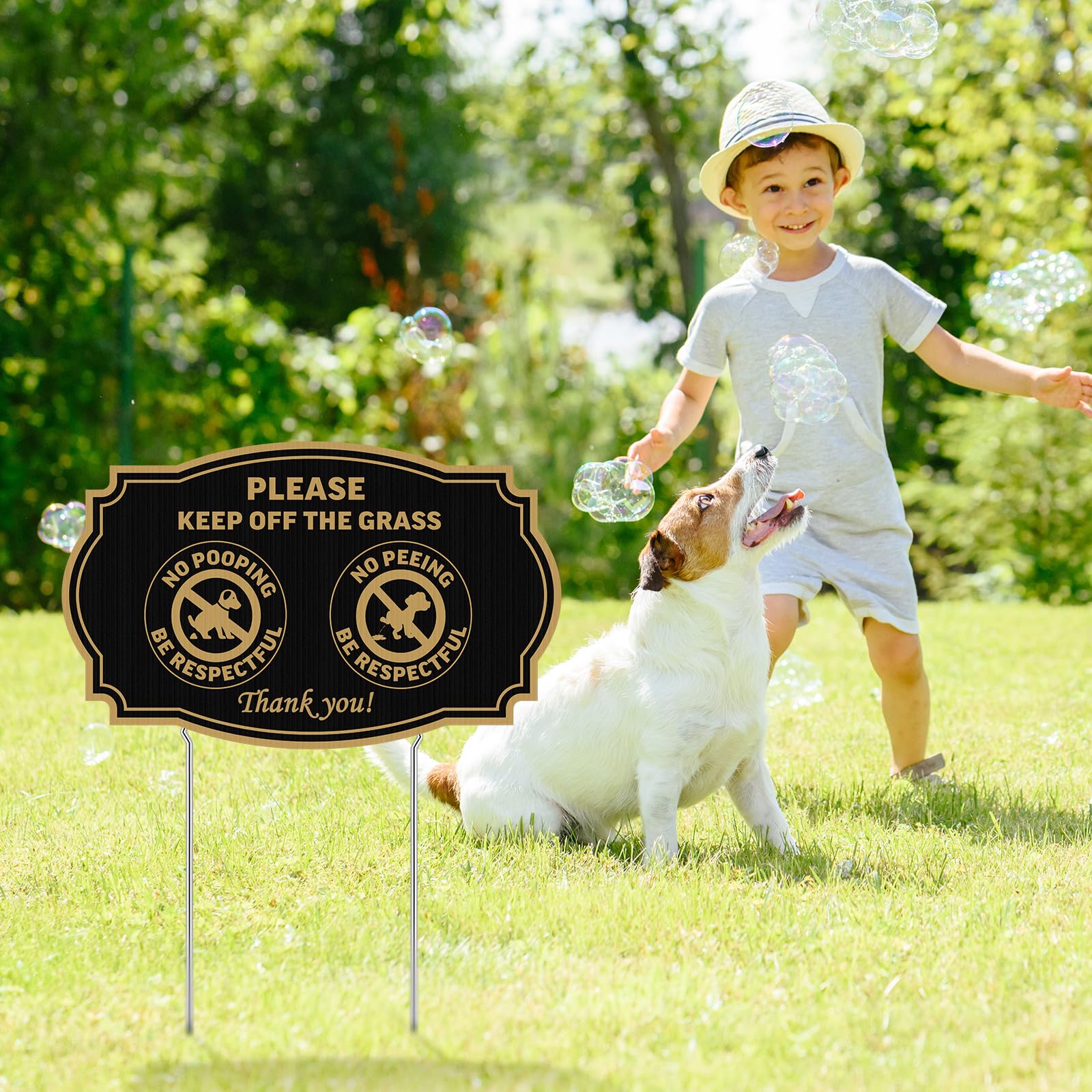 JIAMING Hundeverbotsschilder - 2 Stück, 30,5x22,9 Cm, 'No Pooping Or No Peeing', Wetterfest Mit Metallpfahl